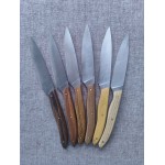 Set de couteaux de table, 6 bois de France, fabriqués artisanalement à Strasbourg.