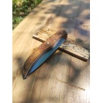 Couteau pliant en hêtre échauffé, guillochage, fait artisanalement à la main dans mon atelier à Strasbourg
